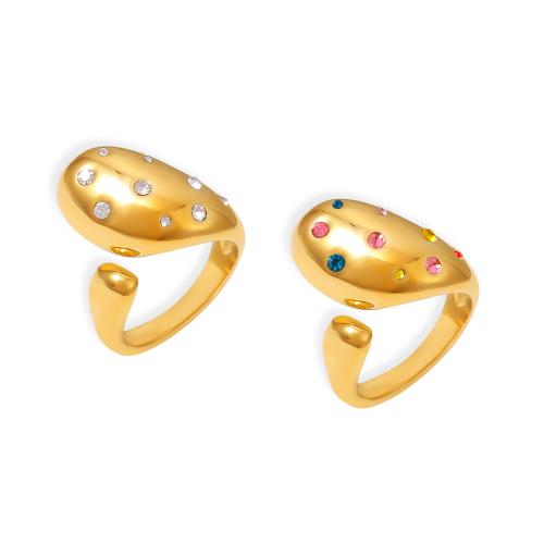 Bague en acier inoxydable, Acier inoxydable 304, avec Tchèque, bijoux de mode & pour femme, plus de couleurs à choisir, Taille:7, Vendu par PC