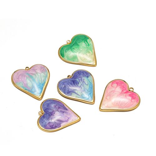 Stainless Steel Heart Pendants 304 Stainless Steel DIY & enamel Sold By Bag