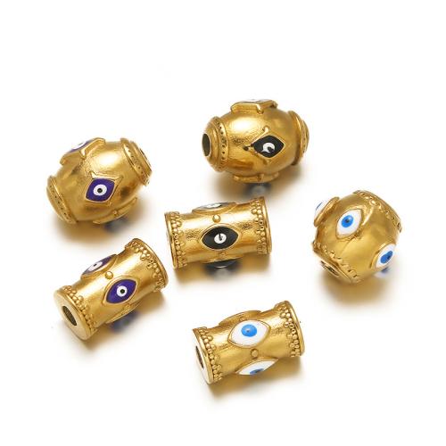 Stainless Steel Spacer Beads, 304 Stainless Steel, DIY & different styles for choice & enamel, golden, 2PCs/Bag, Sold By Bag