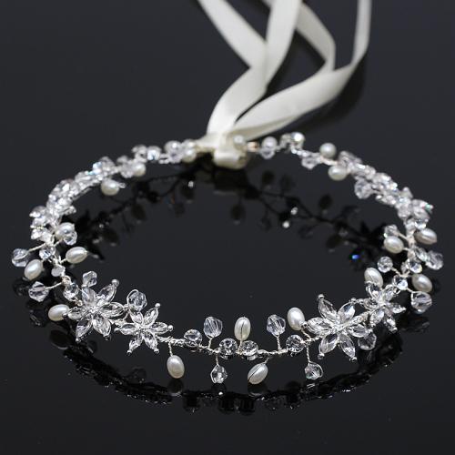 Headband Brass with Plastic Pearl fashion jewelry & for woman & with rhinestone Sold By PC