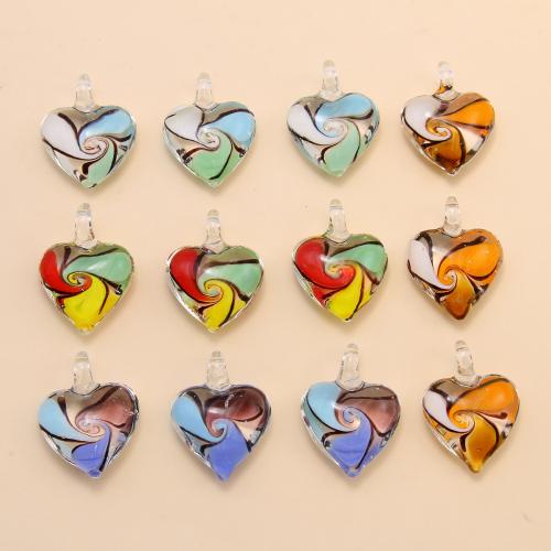 Pendentifs Murano de mode, chalumeau, coeur, DIY, plus de couleurs à choisir, 33mm, 24PC/sac, Vendu par sac