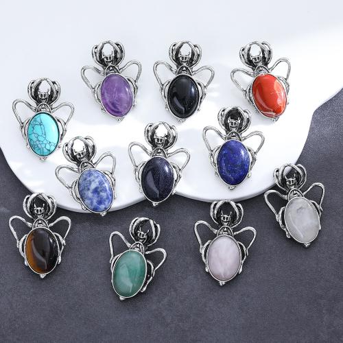 Gemstone Pendants Jewelry, Natural Stone, with Tibetan Style, silver color plated, DIY & different materials for choice, more colors for choice, 30x30mm, Sold By PC