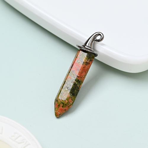 Gemstone Pendants Jewelry Natural Stone with Zinc Alloy silver color plated DIY Sold By PC