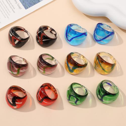 Finger Ring Jewelry, Lampwork, fashion jewelry & Unisex, more colors for choice, 26x25mm, 24PCs/Bag, Sold By Bag