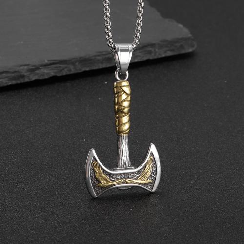 Titanium Steel Pendants, Axe, plated, different styles for choice & for man, more colors for choice, 30x59mm, Length:60 cm, Sold By PC