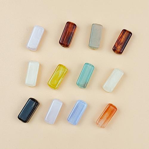 Acrylic Jewelry Beads, Rectangle, DIY, mixed colors, 14x6mm, 1100PCs/Bag, Sold By Bag