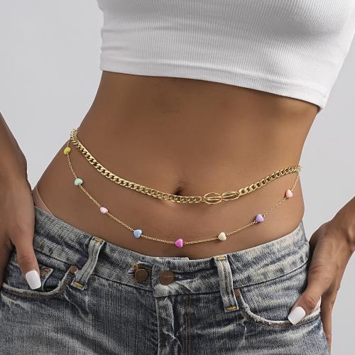 Body Chain Smycken, Mässing, med Harts, guldfärg pläterade, mode smycken, gyllene, nickel, bly och kadmium gratis, Längd 54 cm, Säljs av PC