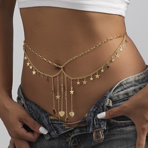 Body Chain Sieraden, Messing, gold plated, mode sieraden, gouden, nikkel, lood en cadmium vrij, Lengte 54 cm, Verkocht door PC