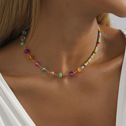 Natural Gemstone Necklace, Natural Stone, with Crystal, with 7cm extender chain, fashion jewelry, multi-colored, nickel, lead & cadmium free, Length:37 cm, Sold By PC