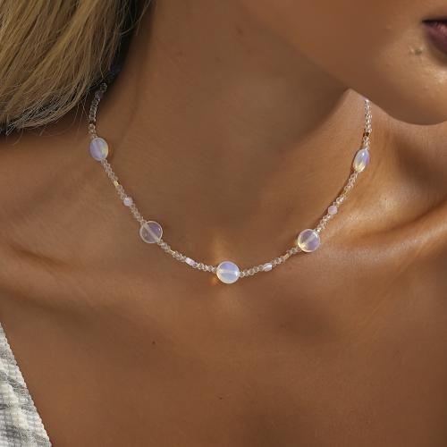 Collar de Cristal, con fundición, con 7cm extender cadena, Joyería, longitud:37 cm, Vendido por UD