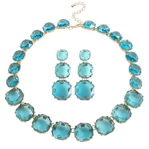 Zinc Alloy Jewelry Sets Stud Earring & necklace with Resin 2 pieces & for woman Sold By Set