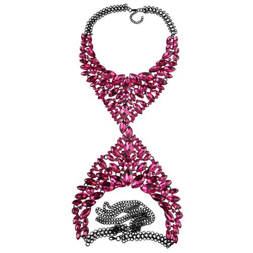 Body Chain Jewelry Zinc Alloy wave chain & for woman & with rhinestone Length Approx 21-50 cm Sold By Set