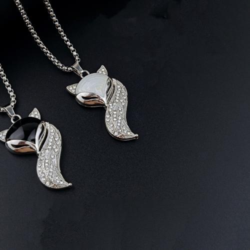 Zinc Alloy Sweater Chain Necklace with 304 Stainless Steel Chain Unisex & enamel & with rhinestone Length Approx 70 cm Sold By PC