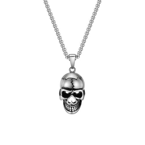 Stainless Steel Jewelry Necklace, 304 Stainless Steel, Skull, plated, fashion jewelry & different styles for choice & for man, original color, Length:23.4 Inch, Sold By PC