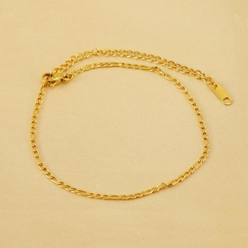 Stainless Steel Anklet, 304 Stainless Steel, with 6cm extender chain, 18K gold plated, fashion jewelry & Unisex, Length:Approx 21 cm, Sold By PC