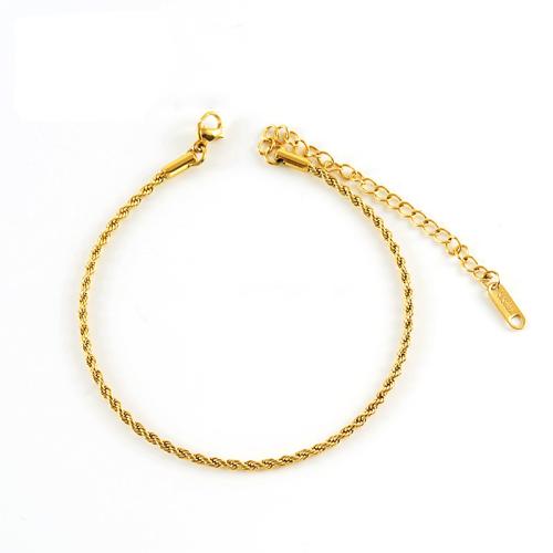 Anklet de acero inoxidable, acero inoxidable 304, con 6cm extender cadena, 18K chapado en oro, Joyería & para mujer, longitud:20 cm, Vendido por UD