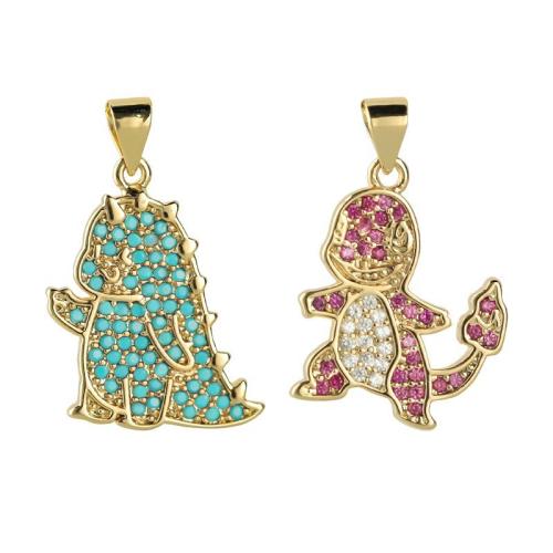 Cubic Zirconia Micro Pave Brass Pendant plated DIY & micro pave cubic zirconia golden Sold By PC