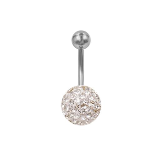 304 Stainless Steel Belly Ring, different styles for choice & micro pave cubic zirconia & for woman, original color, Sold By PC