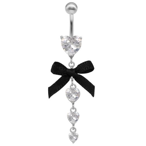 Zink Alloy belly ring, med Polyester, Unisex & micro bana cubic zirconia, fler färger för val, Säljs av PC