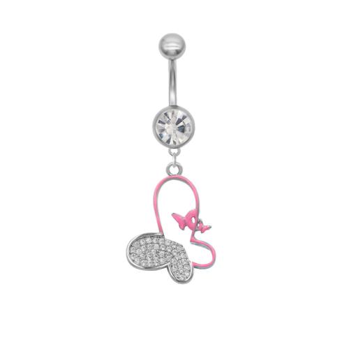 Zink Alloy belly ring, Unisex & olika stilar för val & micro bana cubic zirconia & emalj, silver, Säljs av PC