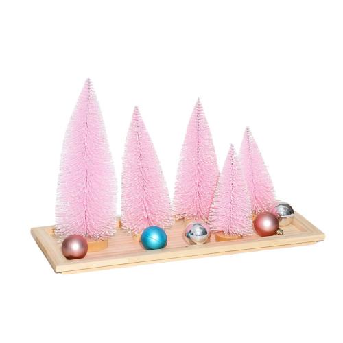 PVC Plastic Christmas Decoration Ornaments, with Pine, lightening & with tray & Christmas jewelry & different styles for choice, more colors for choice, 425x100x195mm, Sold By Set