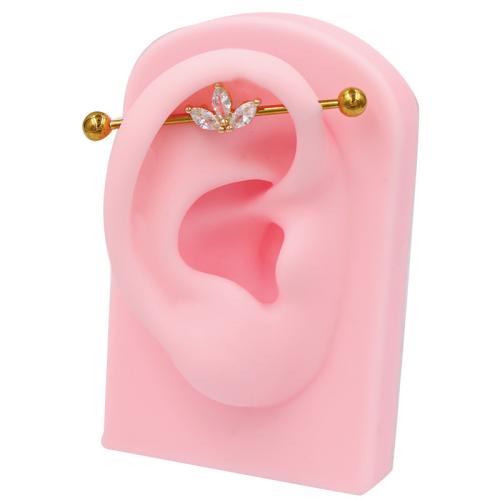 Titantium acciaio orecchino piercing, placcato, unisex & stili diversi per la scelta & Micro spianare cubic zirconia, nessuno, Venduto da PC