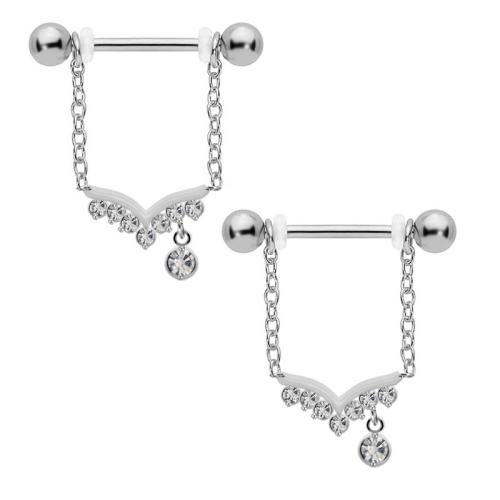 Tibetan Style nipple ring, Unisex & different styles for choice & micro pave cubic zirconia, silver color, Sold By PC