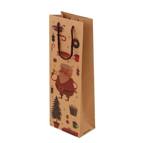 Kraft Christmas vin Bag, Julen smycken & olika mönster för val, khaki, 125x80x365mm, Säljs av PC