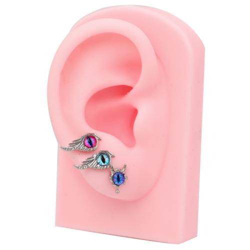 Acier titane piercing oreille, avec résine, Placage, unisexe & styles différents pour le choix, plus de couleurs à choisir, Vendu par PC