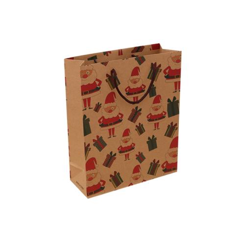 Kraft Christmas Gift Bag, Juledesign & forskellige design til valg, khaki, 260x100x320mm, Solgt af PC