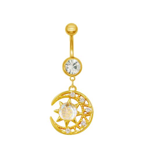 Tibetan Style Belly Ring, Unisex & different styles for choice & micro pave cubic zirconia, golden, Sold By PC