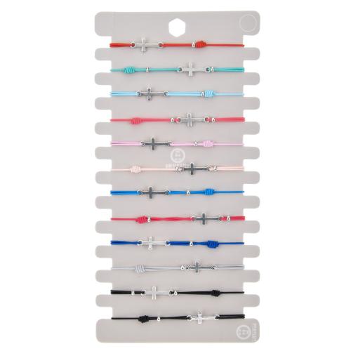 Bracelet en alliage de zinc, avec Nylon polypropylène & caoutchouc, croix, Placage, unisexe, couleurs mélangées, protéger l'environnement, sans nickel, plomb et cadmium, Longueur:18-26 cm, Vendu par fixé