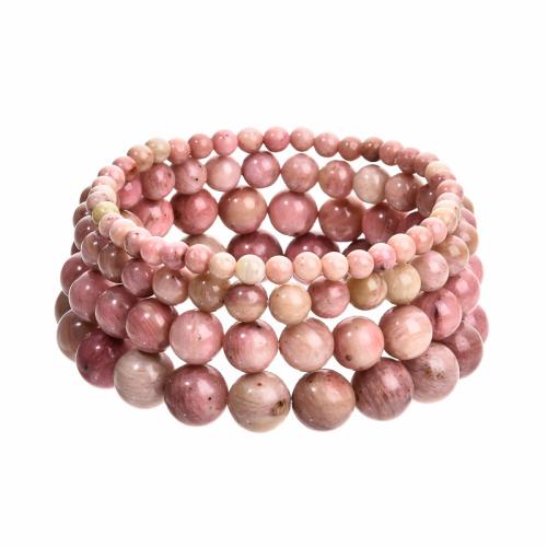 Gemstone Bracelets, Rhodochrosite, with Grain Stone, Unisex & different size for choice, more colors for choice, Length:19 cm, Sold By PC