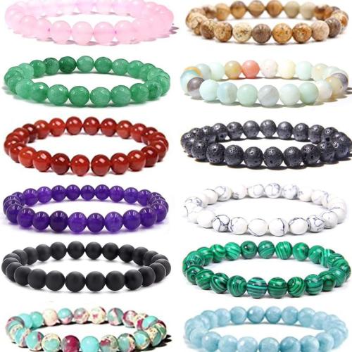 Gemstone Bracelets, with Natural Stone, different materials for choice & for woman, more colors for choice, Length:19 cm, Sold By PC