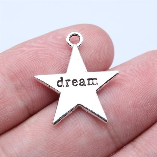 Cink Alloy Star Privjesak, Zvijezda, starinski srebrne boje pozlaćen, možete DIY, 19x23mm, Prodano By PC