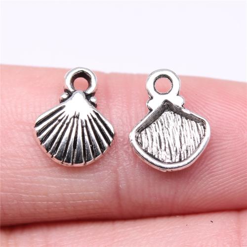 Pendentifs en alliage de zinc, coquille, Plaqué de couleur d'argent, DIY, 12x9mm, Vendu par PC