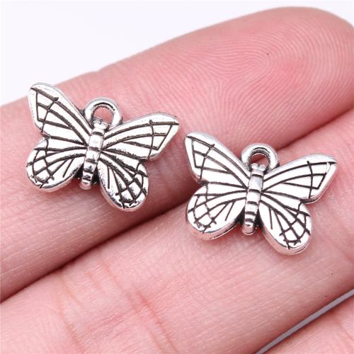 Tibetan Style Animal Pendants, Butterfly, antique silver color plated, DIY, 16x11mm, Sold By PC