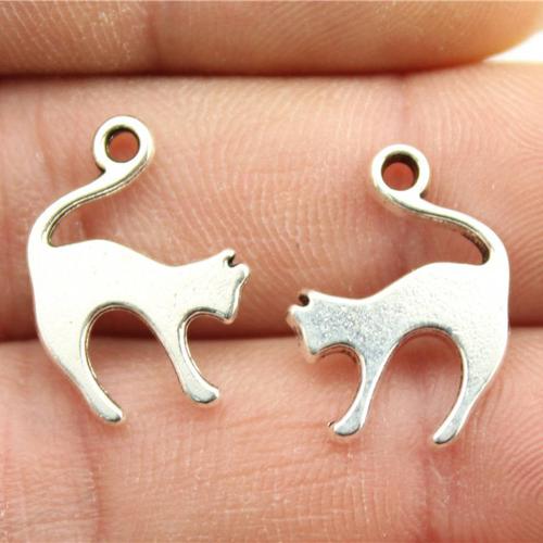 Pendentifs animaux en alliage de zinc, chat, Placage, DIY, plus de couleurs à choisir, 19x14mm, Vendu par PC