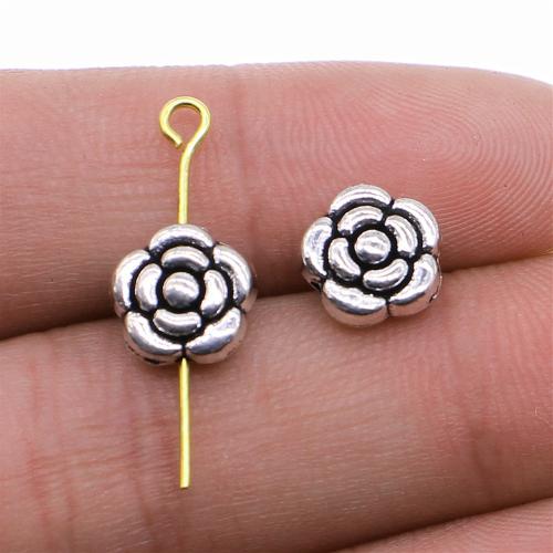 Perles fleurs en alliage de zinc, Plaqué de couleur d'argent, DIY, 10mm, Vendu par PC