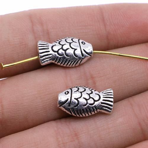 Tibetan Style Animal Beads, Fish, plated, DIY, more colors for choice, 9x17mm, Sold By PC