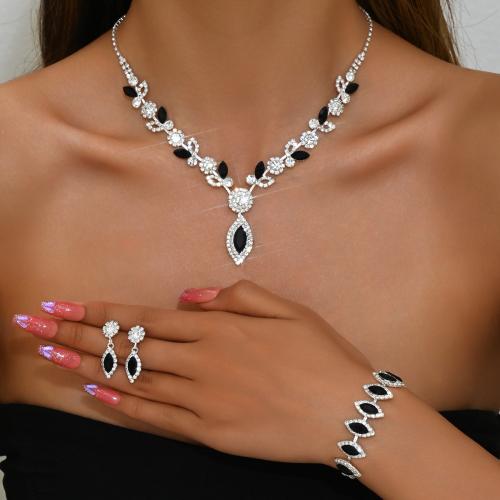 Brass Jewelry Set, with Rhinestone, plated, different styles for choice & for woman, Sold By Set