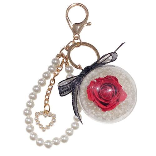 Tibetan Style Key Clasp, with Plastic Pearl & Acrylic, for woman, more colors for choice, 90mm, Sold By PC