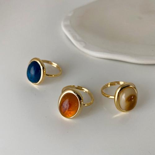 Tibetan Style Finger Ring, with Resin, fashion jewelry & for woman, more colors for choice, Inner diameter 17mm, Sold By PC