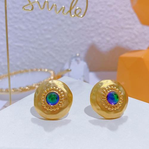 Pendientes de Perno en Latón, metal, Joyería & para mujer, dorado, 19x19mm, Vendido por Par