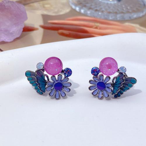 Brass Stud Earring fashion jewelry & for woman & enamel 20mm Sold By Pair