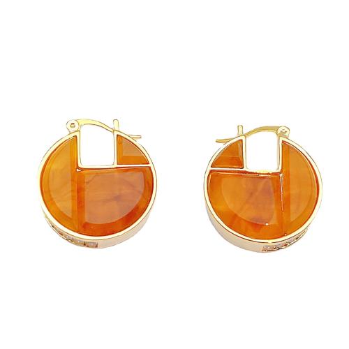 Brass Leverback Earring with Crystal fashion jewelry & for woman amber Sold By Pair