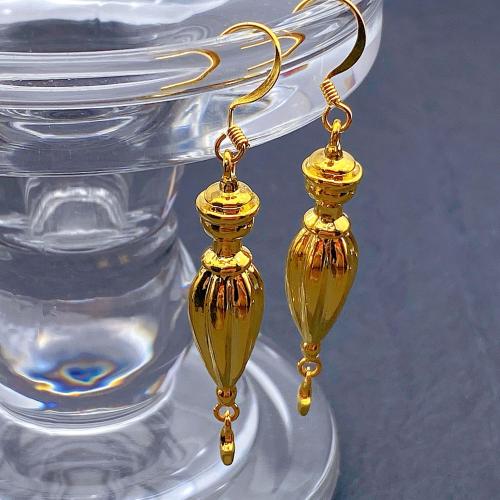 Boucles d'oreilles pendantes en laiton, bijoux de mode & pour femme, doré, 40x8mm, Vendu par paire