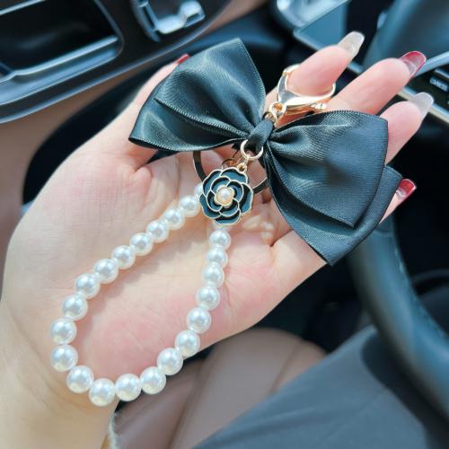 Tibetan Style Key Clasp, with Cloth & Plastic Pearl, multifunctional & different styles for choice & for woman, more colors for choice, 100x135mm, Sold By PC