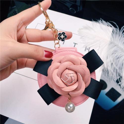 Tibetan Style Key Clasp, with PU Leather, Flower, multifunctional & for woman, more colors for choice, 60mm, Sold By PC