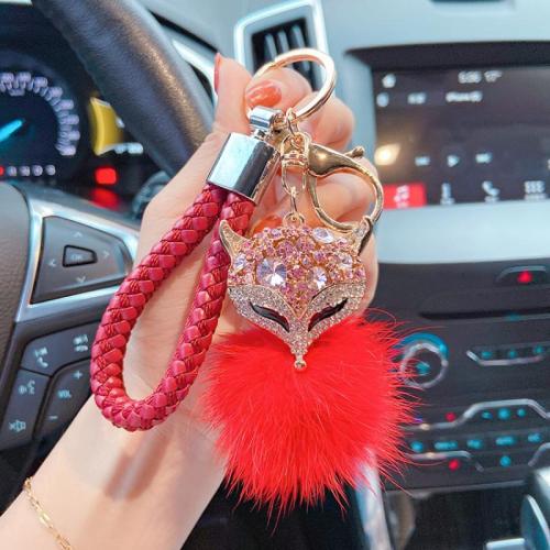 Tibetan Style Key Clasp, with Mink fur, multifunctional & different styles for choice & with rhinestone, more colors for choice, Sold By PC